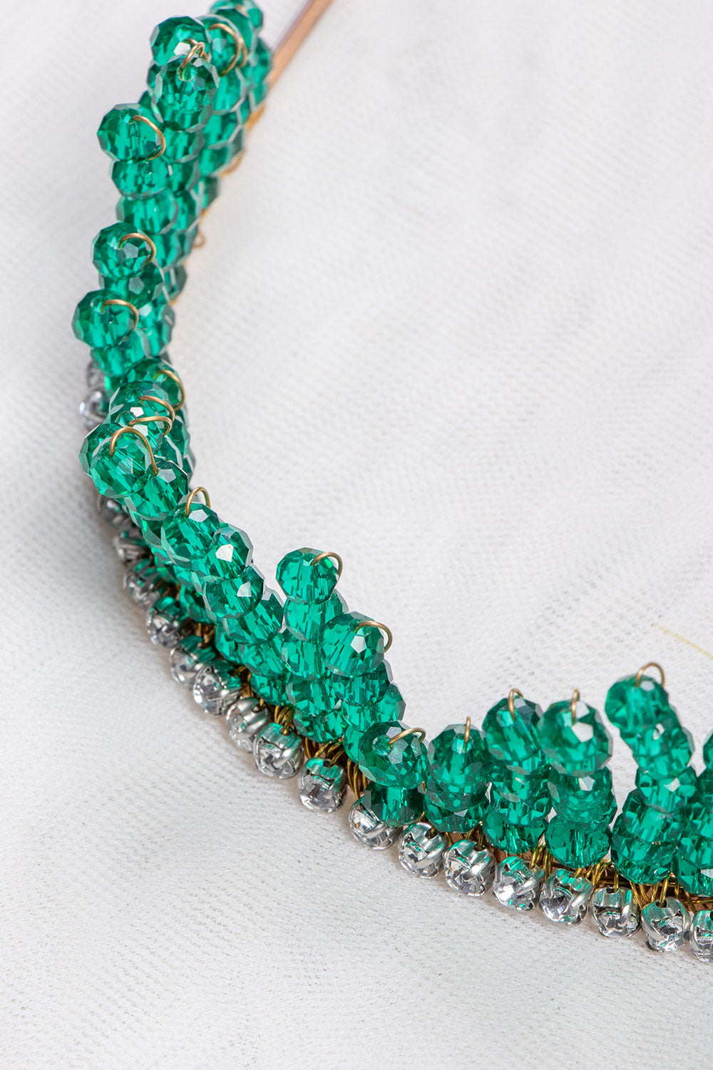 Green Crystal Beads Head Crown