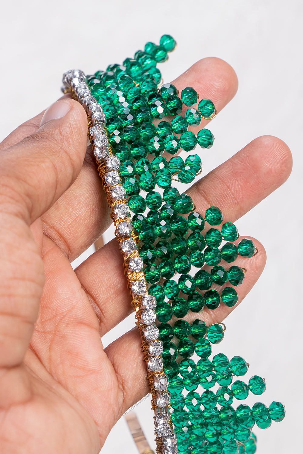 Green Crystal Beads Head Crown