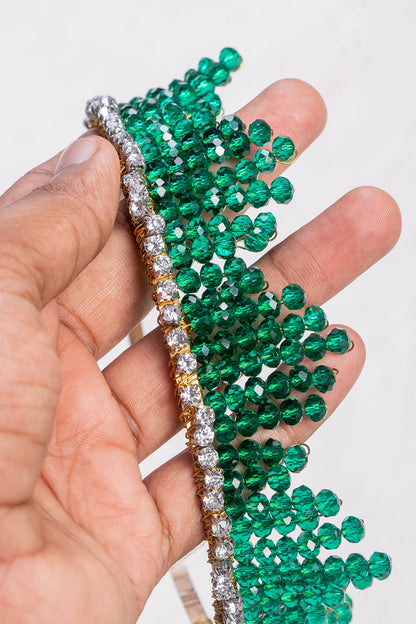 Green Crystal Beads Head Crown