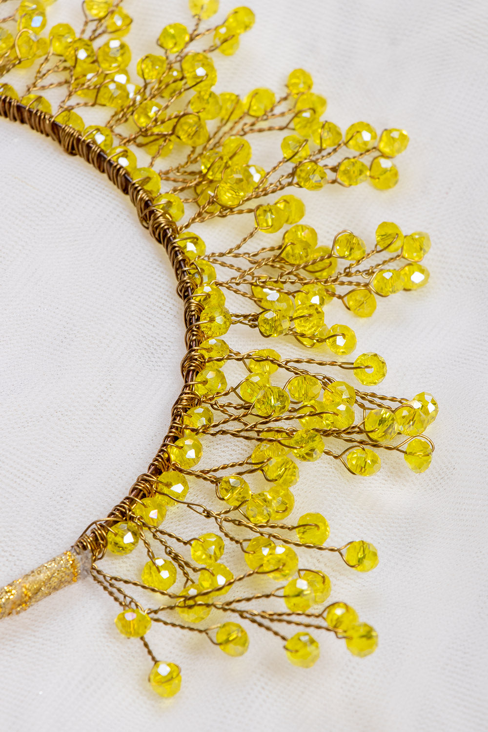 Yellow Crystal Beads Head Crown