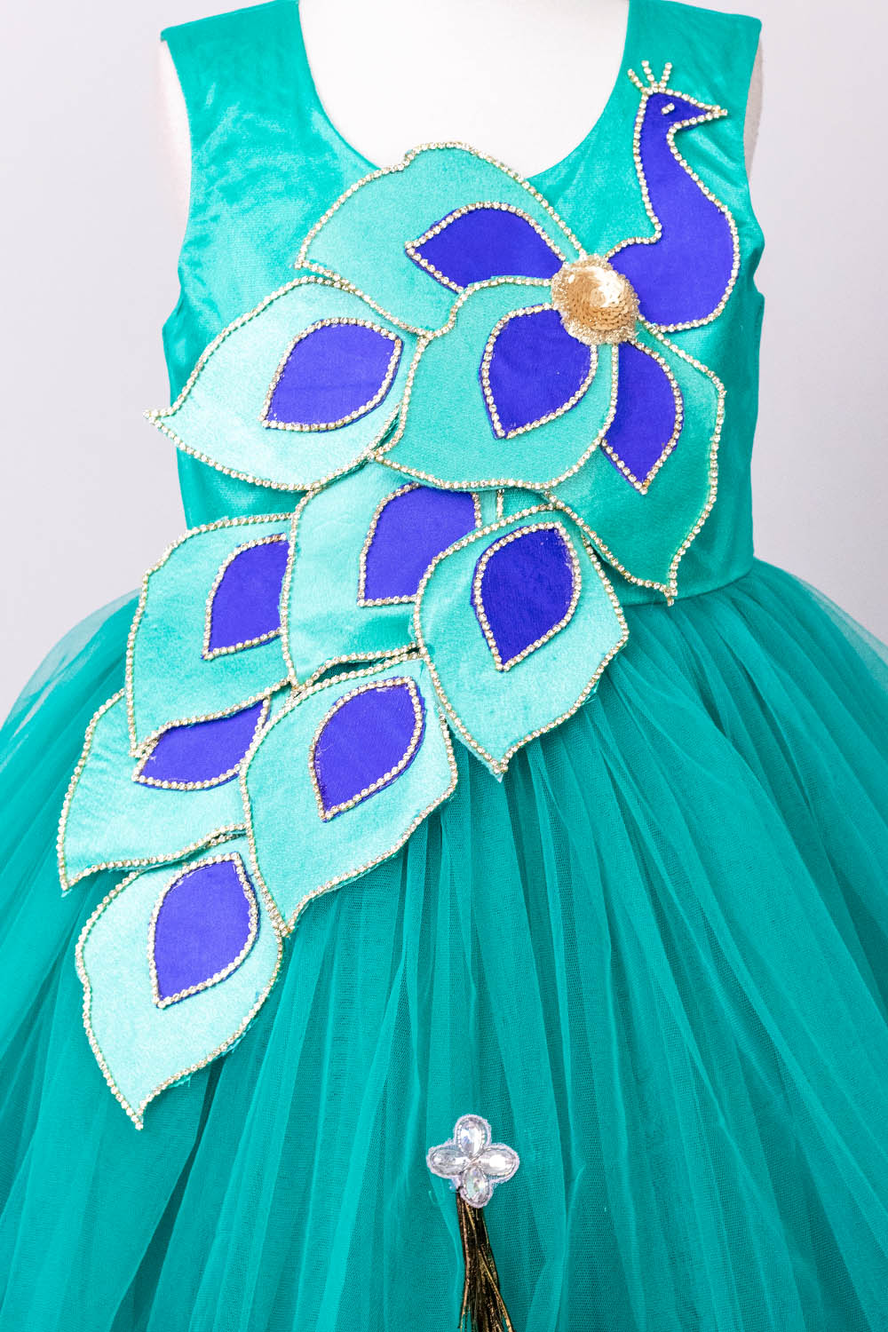 Peacock Theme Heavy Ruffled Gown