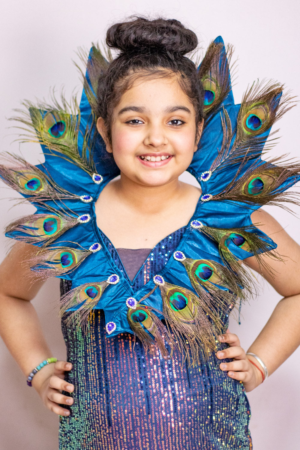 Blue Sequins Peacock Theme Gown