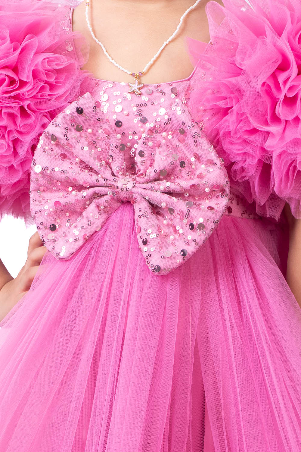 Pink Heavily Ruffled and Flared Gown