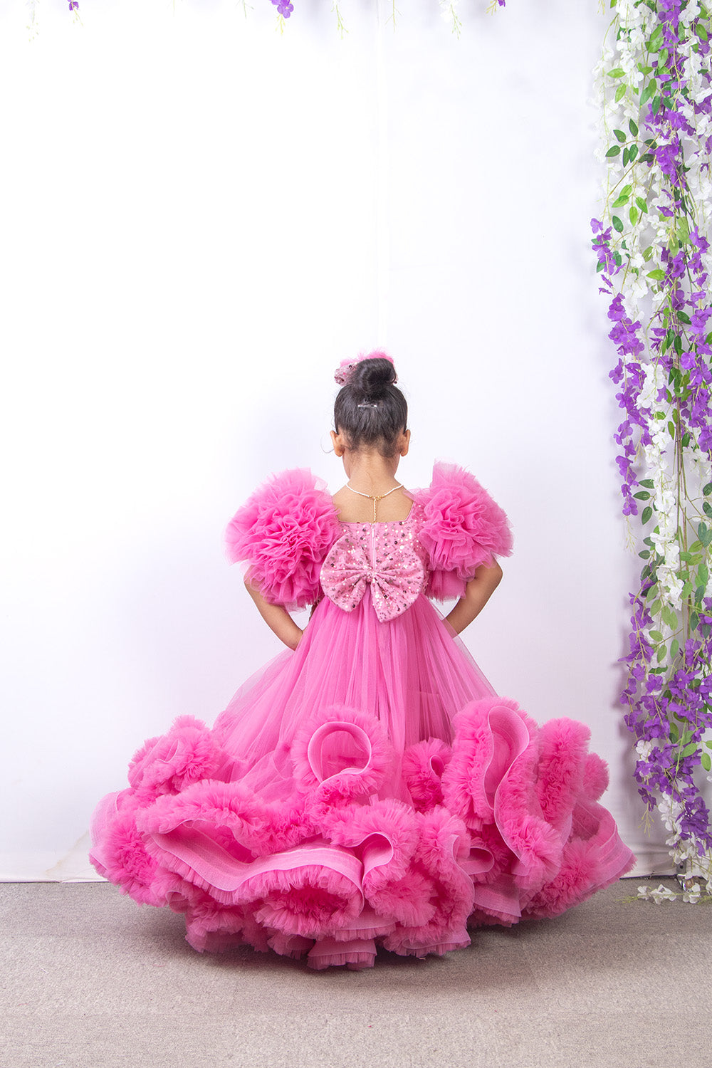 Pink Heavily Ruffled and Flared Gown
